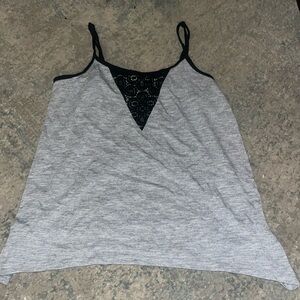 Grey cami with black laced middle